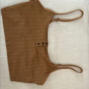 Aerie Brown Ribbed Swim Top